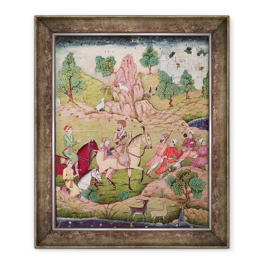 Tablou inramat - Scoala Persana - Vanatoare cu un soim, 90 x 110 cm