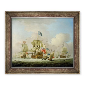 Tablou inramat - Peter Monamy - Barbatii de razboi britanici si un Sloop, 90 x 110 cm Tablou inramat - Peter Monamy - Barbatii de razboi britanici si un Sloop, 90 x 110 cm