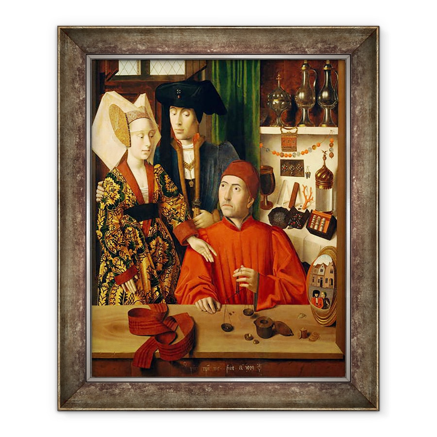 Tablou inramat - Petrus Christus - Un Goldsmith in magazinul sau, 90 x 110 cm