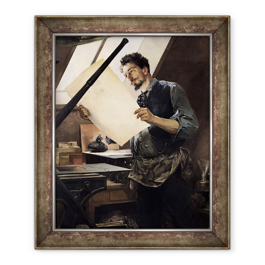 Tablou inramat - Paul Mathey - Felicien Rops 1833-98 in studioul sau, 50 x 60 cm