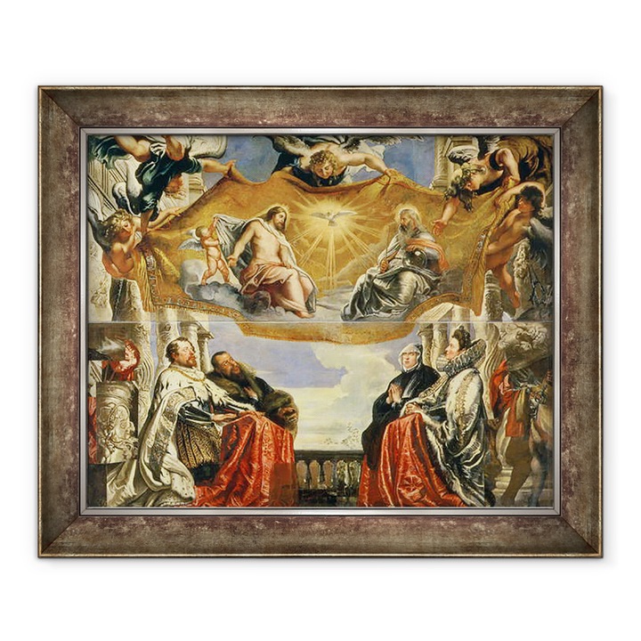 Peter Paul Rubens - A Gonzaga család a Szentháromság imádatában, keretezett kép, 50 x 60 cm