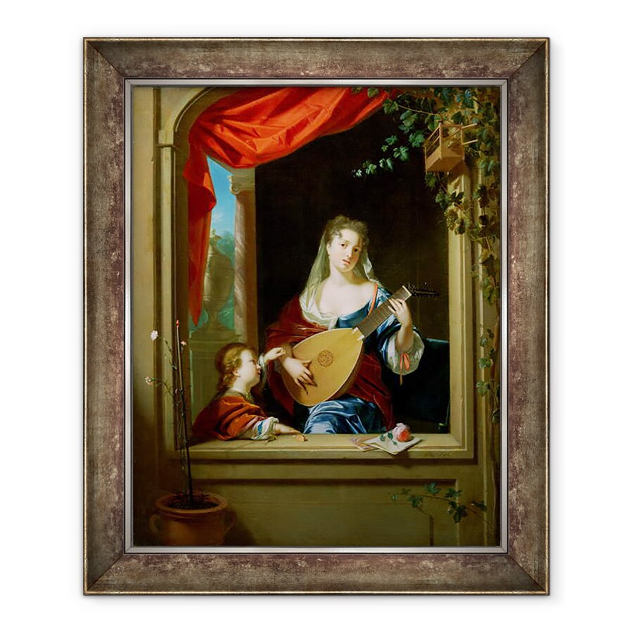 Tablou inramat - Philip van Dyck - Elegant Lady joc lauta la o fereastra, 90 x 110 cm