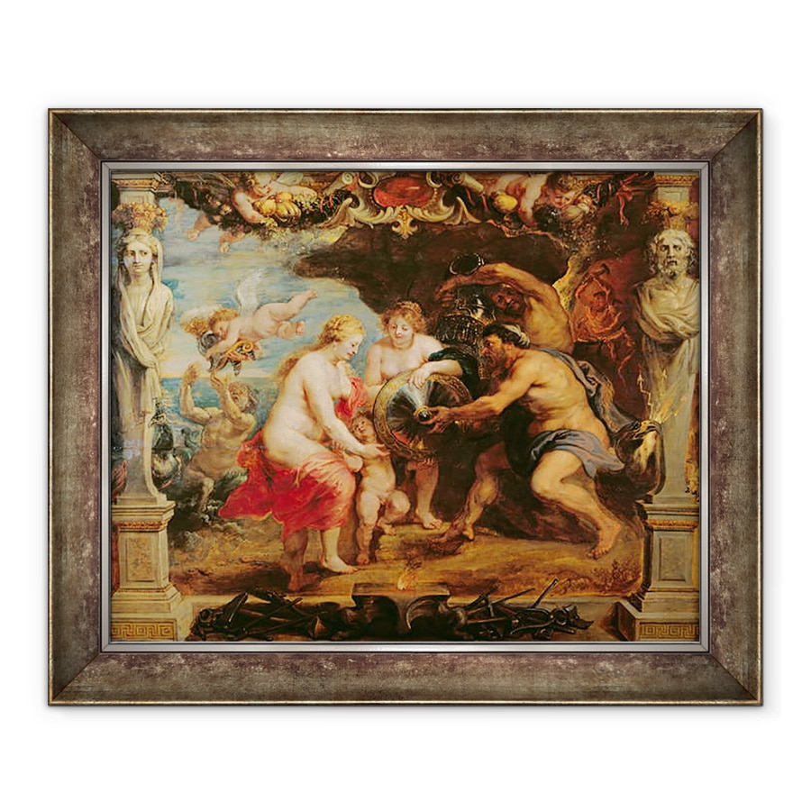 Tablou inramat - Peter Paul Rubens - Thetis a primit armura lui Ahile de la Vulcan, 90 x 110 cm