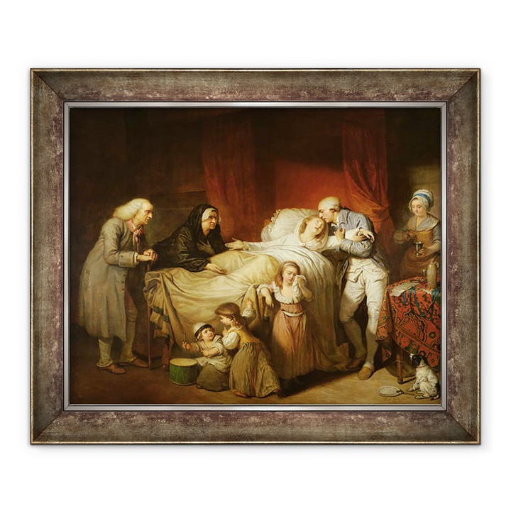 Tablou inramat - Pierre Alexandre Wille - Ultimele momente ale iubitei sotii, 70 x 85 cm