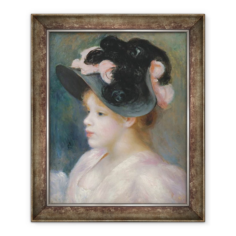 Tablou inramat - Pierre Auguste Renoir - Tanara fata intr-o palarie roz si negru, 70 x 85 cm