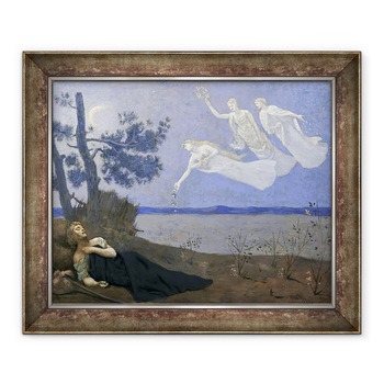 Tablou inramat - Pierre Puvis de Chavannes - Visul - in somn, el a vazut dragostea, gloria si bogatia aparandu-i, 70 x 85 cm Tablou inramat - Pierre Puvis de Chavannes - Visul - in somn, el a vazut dragostea, gloria si bogatia aparandu-i, 70 x 85 cm
