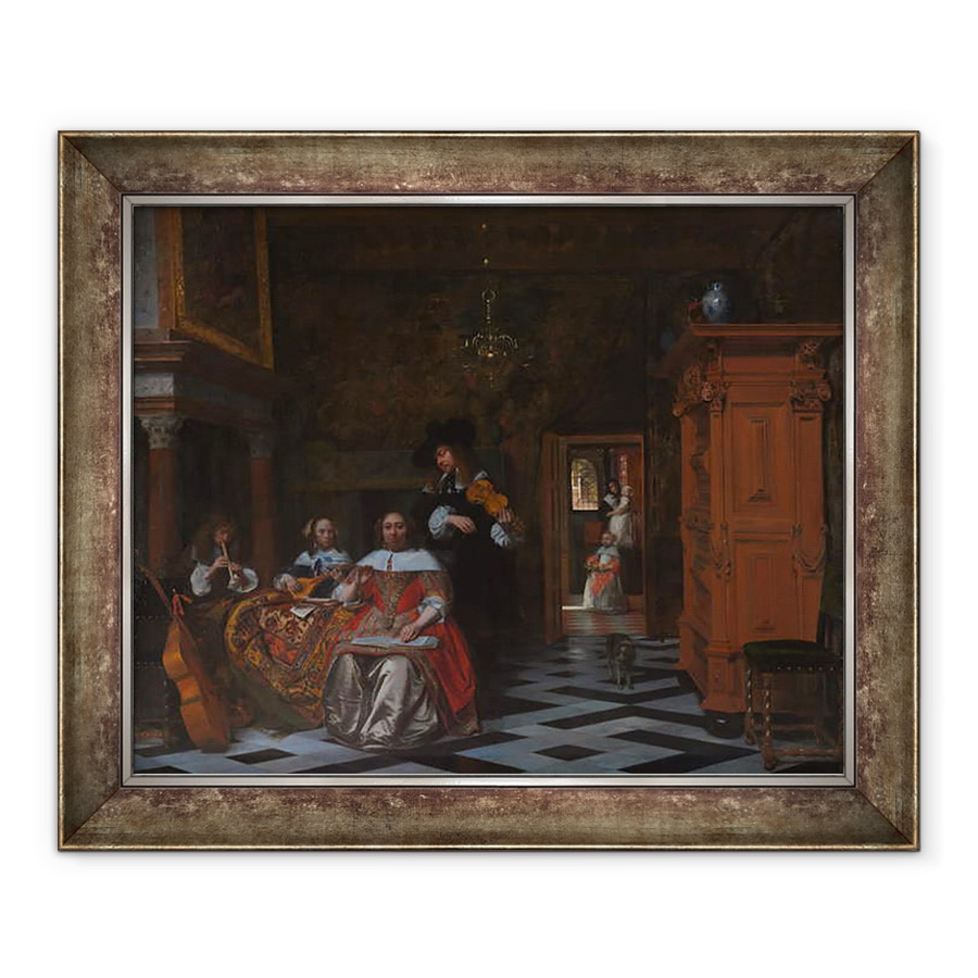Tablou inramat - Pieter de Hooch - Portret De Muzica Redarea Familiei, 70 x 85 cm