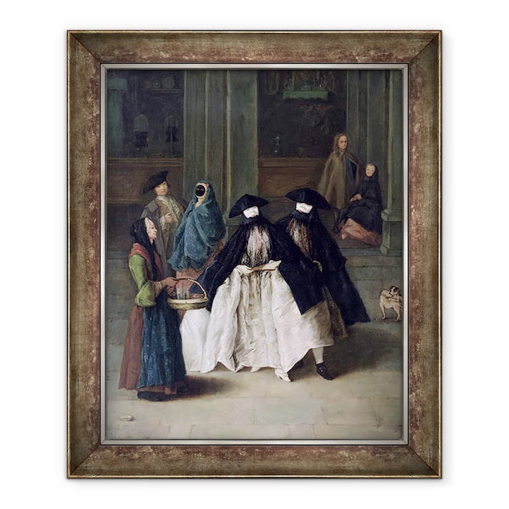 Pietro Longhi - A parfüm eladó olaj, vászon, keretezett kép, 90 x 110 cm