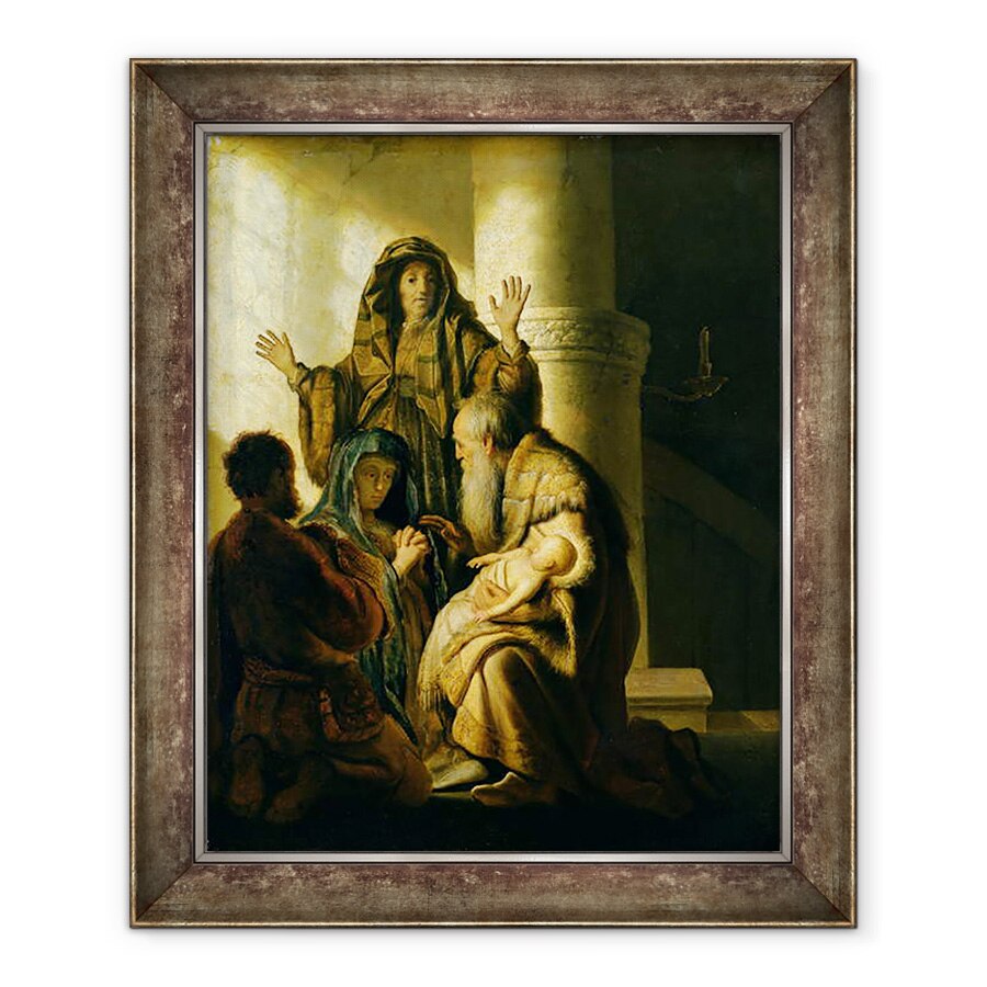 Tablou inramat - Rembrandt Harmensz van Rijn - Simeon si Hannah in Templu, 90 x 110 cm