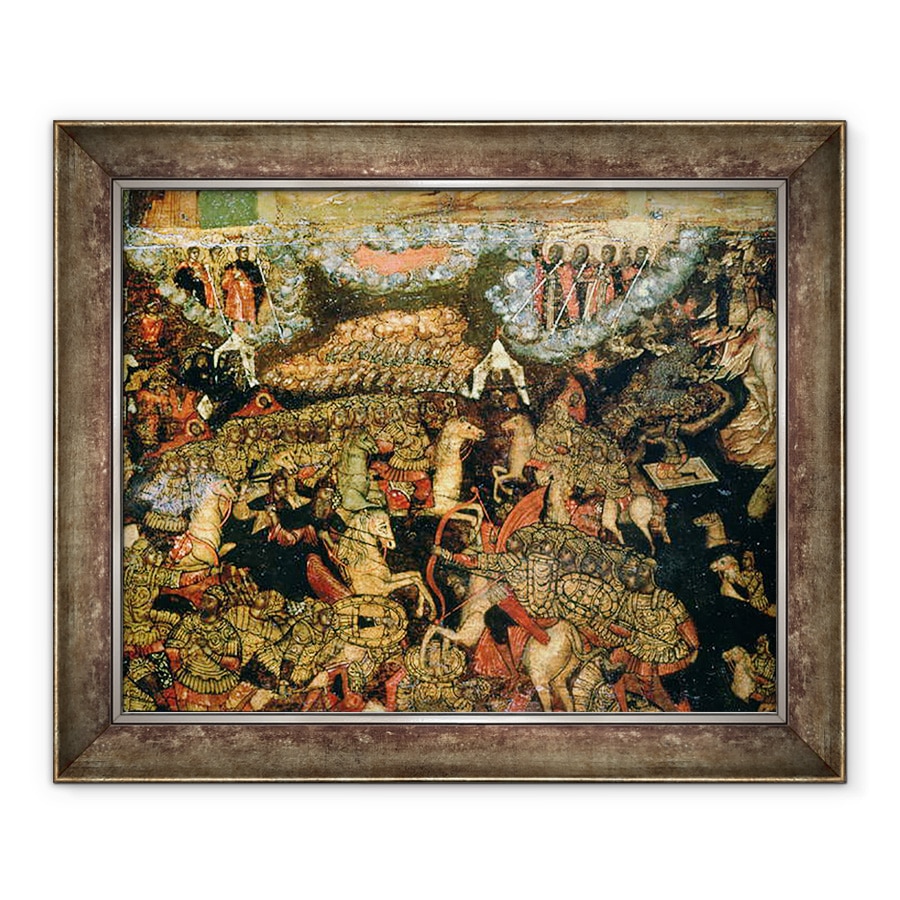 Tablou inramat - Scoala Rusa - Lupta intre trupele rusesti si tatare in 1380, 70 x 85 cm