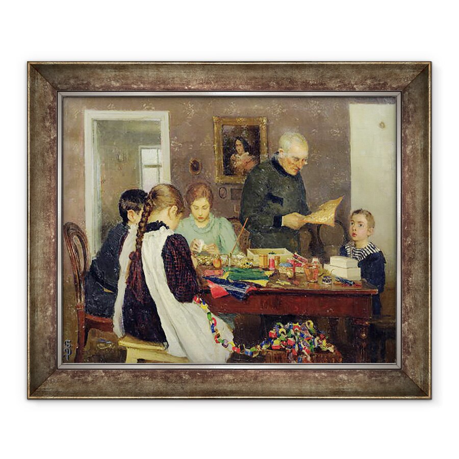 Tablou inramat - Sergey Vasilievich Dosekin - Pregatirea pentru Craciun, 70 x 85 cm