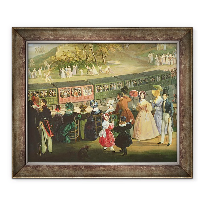 Tablou inramat - Salvatore Fergola - Deschiderea Caii Ferate Napoli Portici in 1839 ulei pe panza, 90 x 110 cm