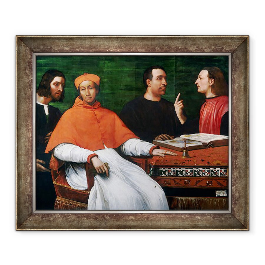 Tablou inramat - Sebastiano del Piombo - Cardinalul Bandinello Sauli, secretarul sau si doi geografi, 70 x 85 cm