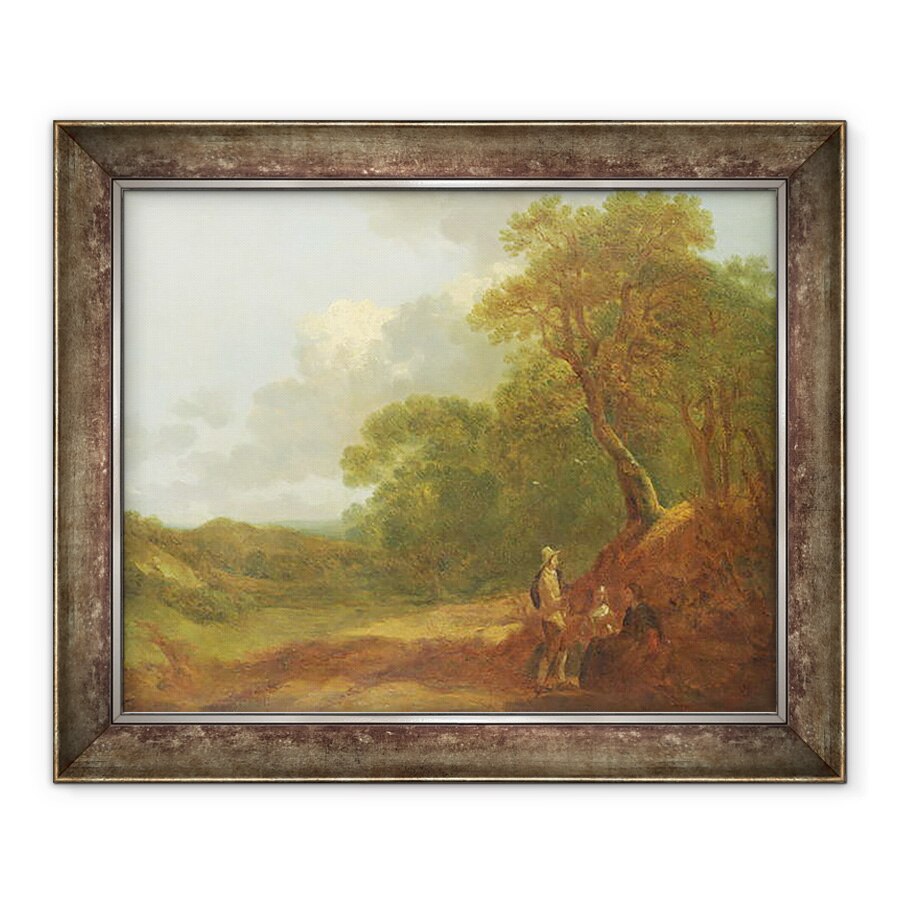 Tablou inramat - Thomas Gainsborough - Peisaj impadurit cu un barbat care vorbeste cu doua femei asezate, 70 x 85 cm
