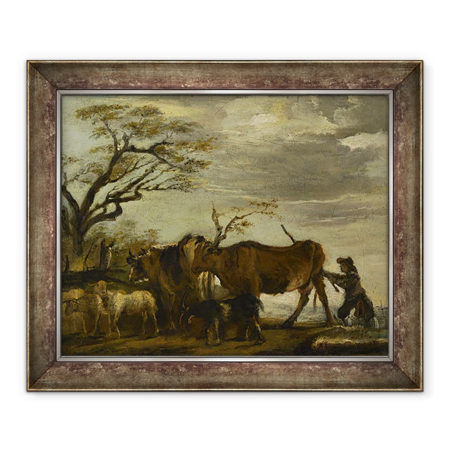 Tablou inramat - Thomas Gainsborough - Un taran care conduce bovine, oi si capre intr-un peisaj, 70 x 85 cm