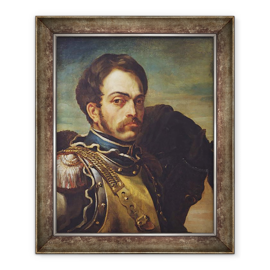 Tablou inramat - Theodore Gericault - Ofiter Carabinier cu calul sau, 70 x 85 cm