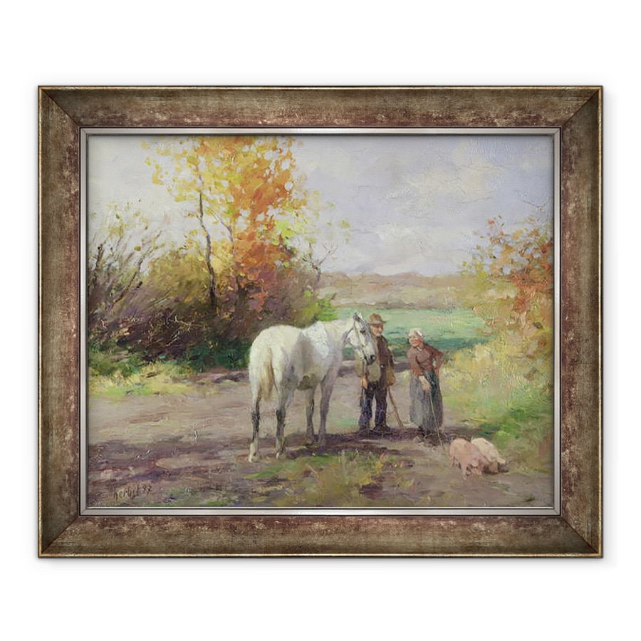 Tablou inramat - Thomas Ludwig Herbst - intalnire pe drumul spre camp, 70 x 85 cm