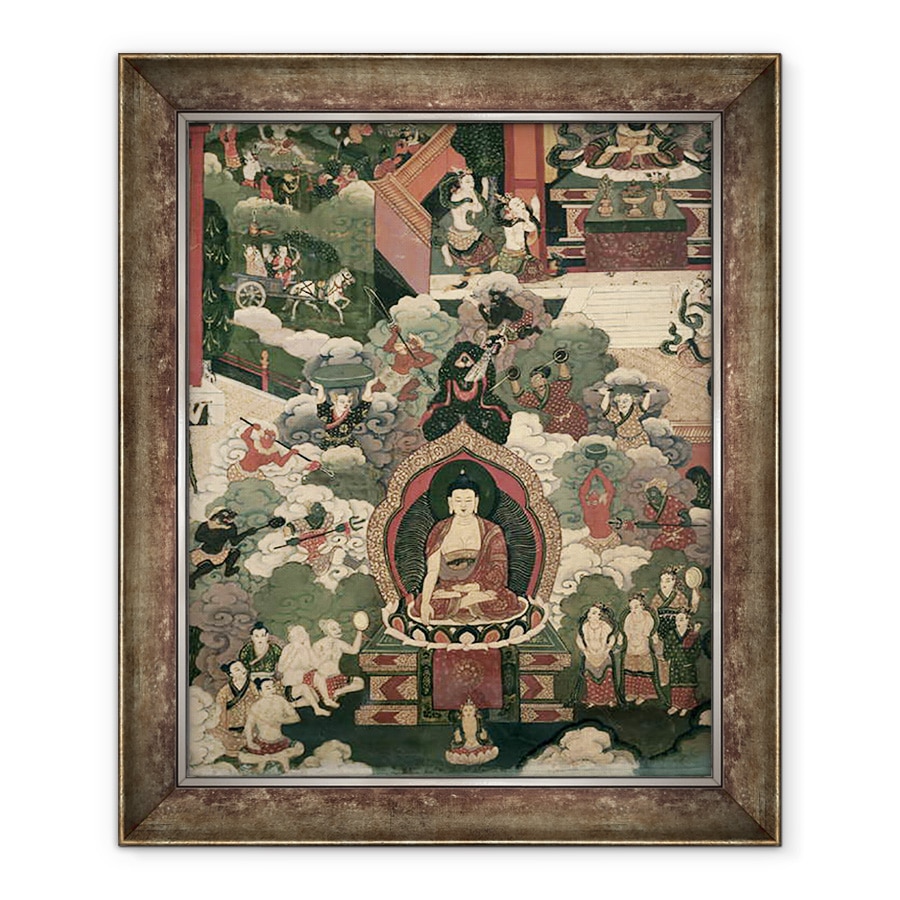 Tablou inramat - Scoala Tibetana - Viata lui Buddha Sakymuni, 70 x 85 cm