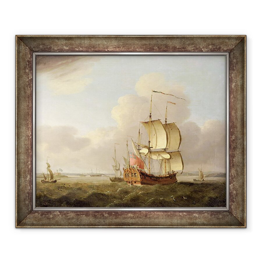 Tablou inramat - Thomas Mellish - Transport maritim in estuarul Tamisei, 90 x 110 cm