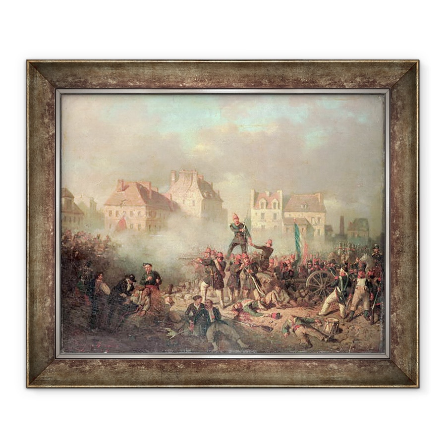 Tablou inramat - Tony Francois de Bergue - Ofiter care da ordinul de tragere, 70 x 85 cm