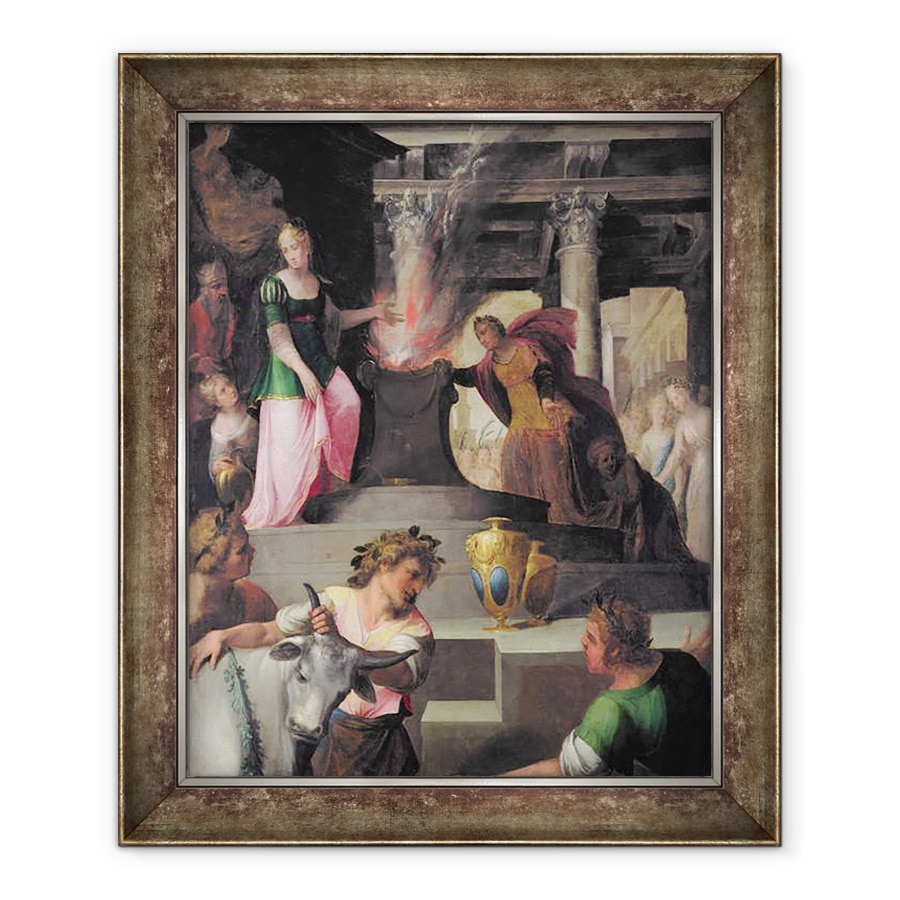 Tablou inramat - Toussaint Dubreuil - Hyante si Climene ofera un sacrificiu lui Venus, 70 x 85 cm