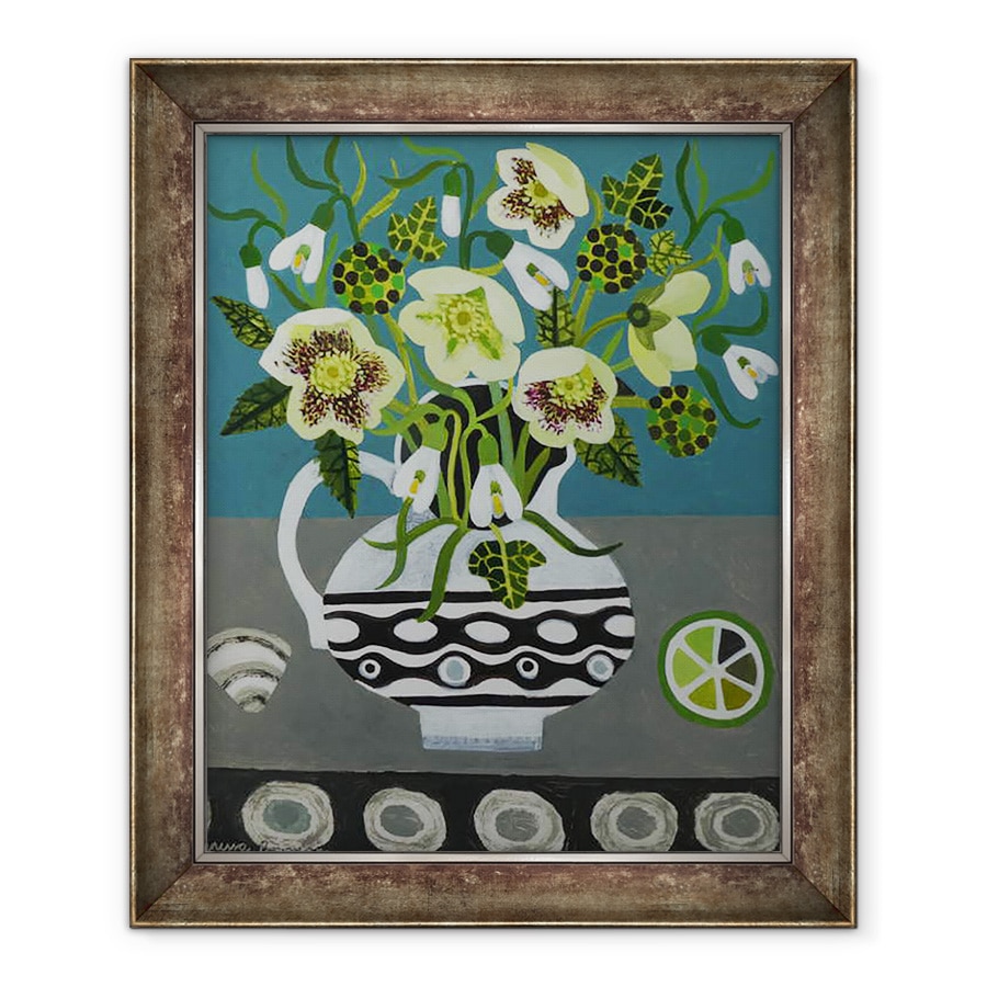 Tablou inramat - Vanessa Bowman - Hellebores in Ulcior alb-negru, 70 x 85 cm