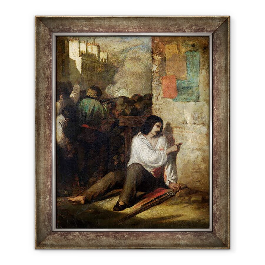 Tablou inramat - Tony Johannot - Baricada din 1848 sau, Insurgentii raniti, 70 x 85 cm