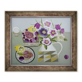 Tablou inramat - Vanessa Bowman - Hellebores si anghinare, 70 x 85 cm Tablou inramat - Vanessa Bowman - Hellebores si anghinare, 70 x 85 cm