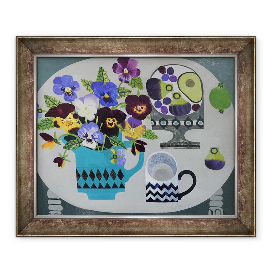 Tablou inramat - Vanessa Bowman - Panselute si Cupa Zig Zag, 70 x 85 cm