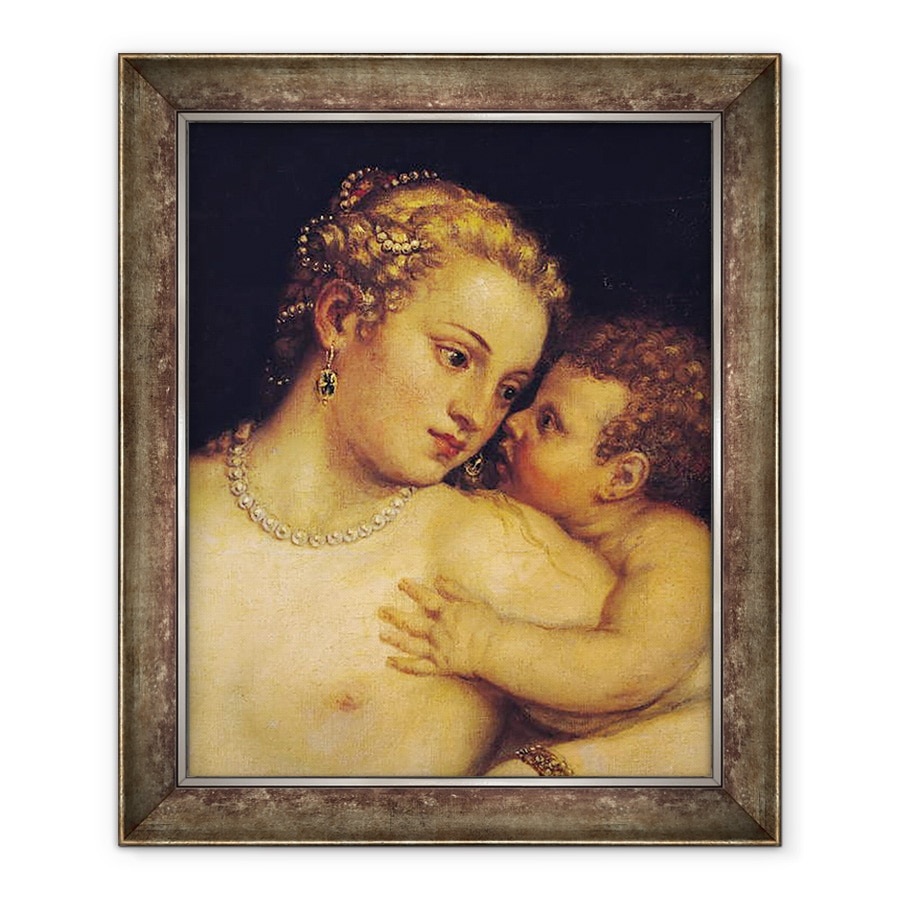 Tablou inramat - Titian - Venus se delecteaza cu dragoste si muzica, 70 x 85 cm