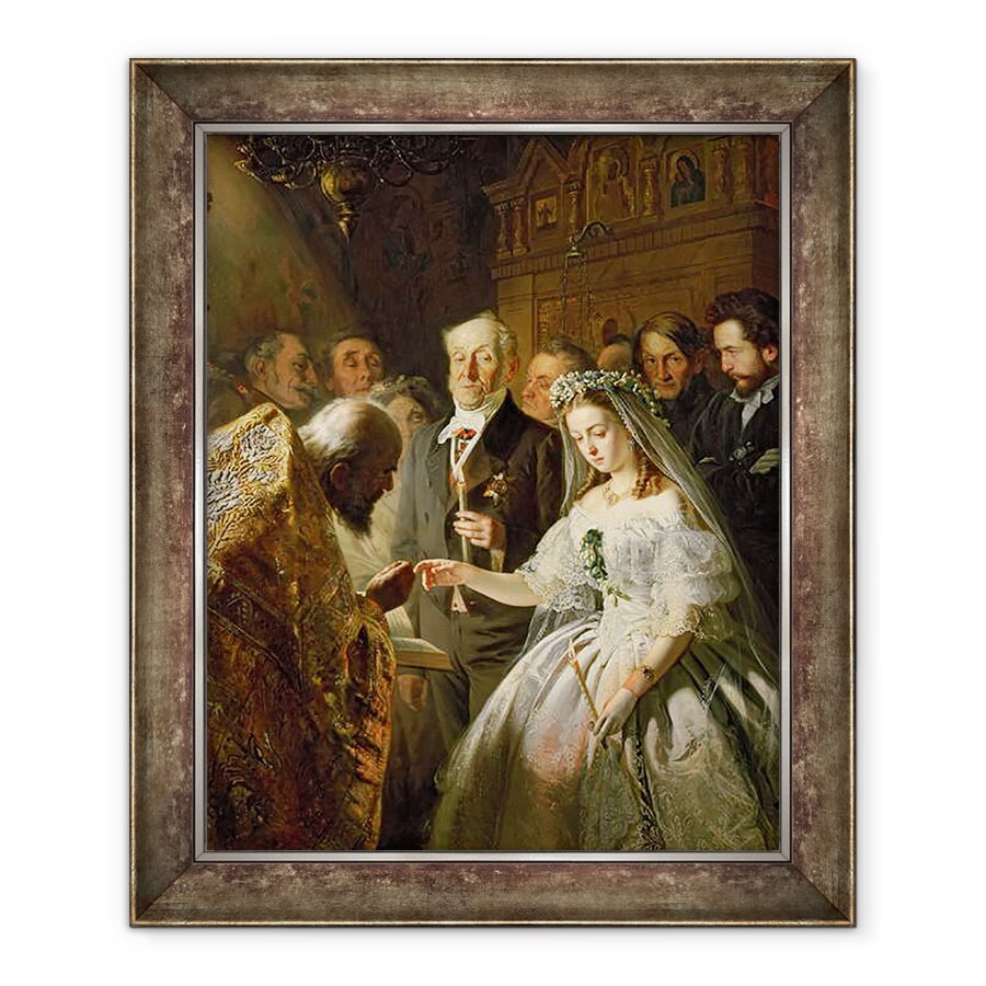Tablou inramat - Vasili Vladimirovits Pukirev - Casatoria inegala, 70 x 85 cm
