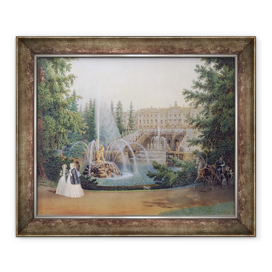 Tablou inramat - Vasili Semenovich Sadovnikov - Vedere la Cascada Marly din Gradina Inferioara a Palatului Peterhof, 70 x 85 cm