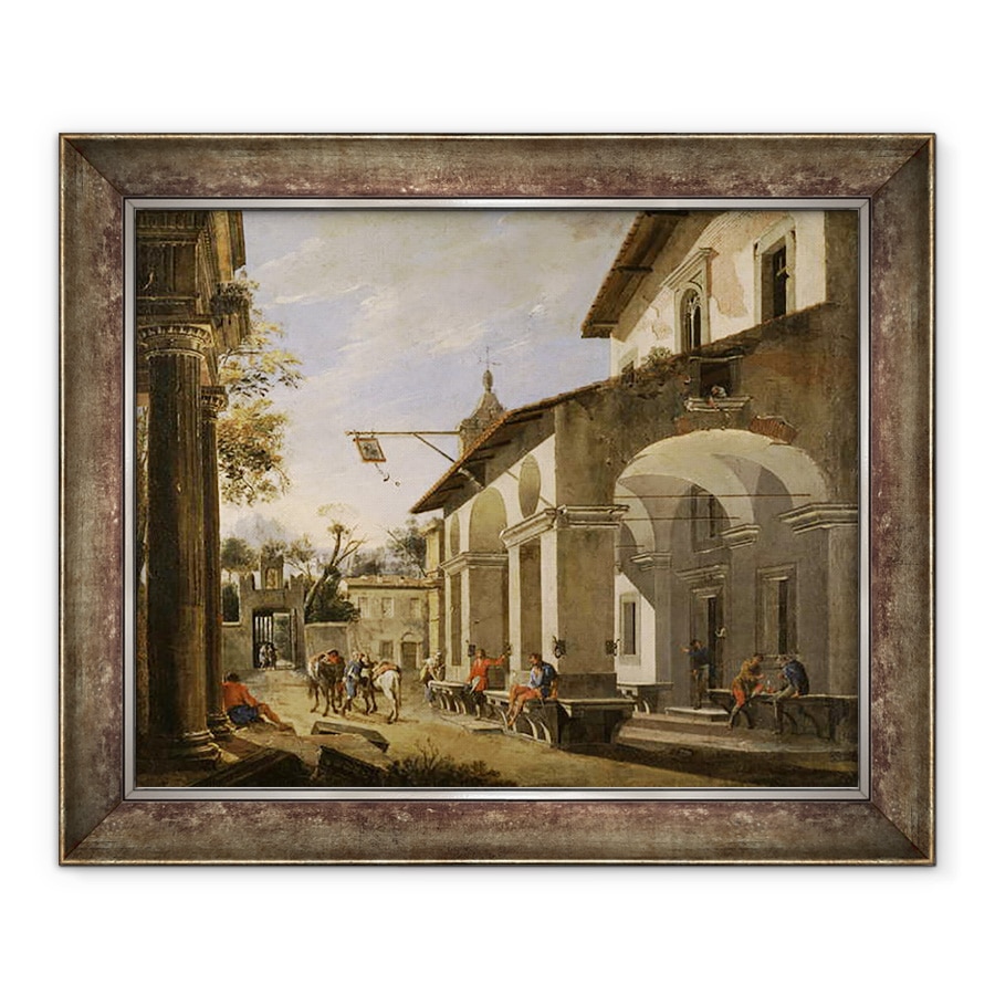 Tablou inramat - Viviano Codazzi - Curtea unui han cu ruine clasice, 70 x 85 cm