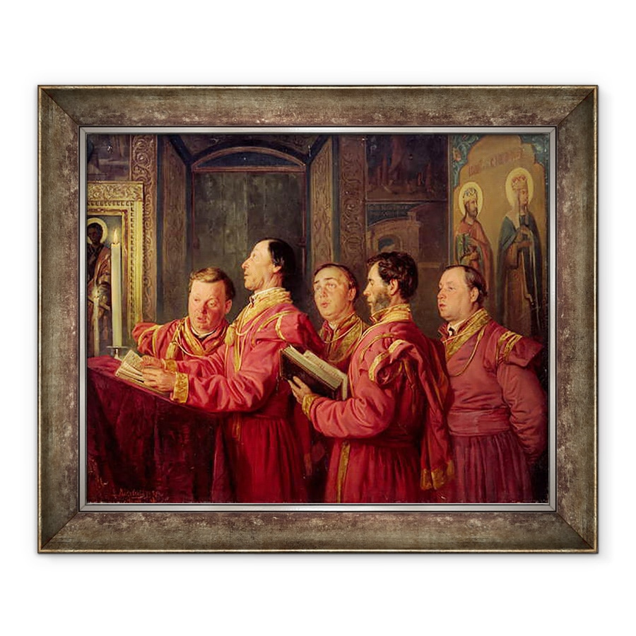Tablou inramat - Vladimir Egorovic Makovsky - Choristre in Biserica, 70 x 85 cm