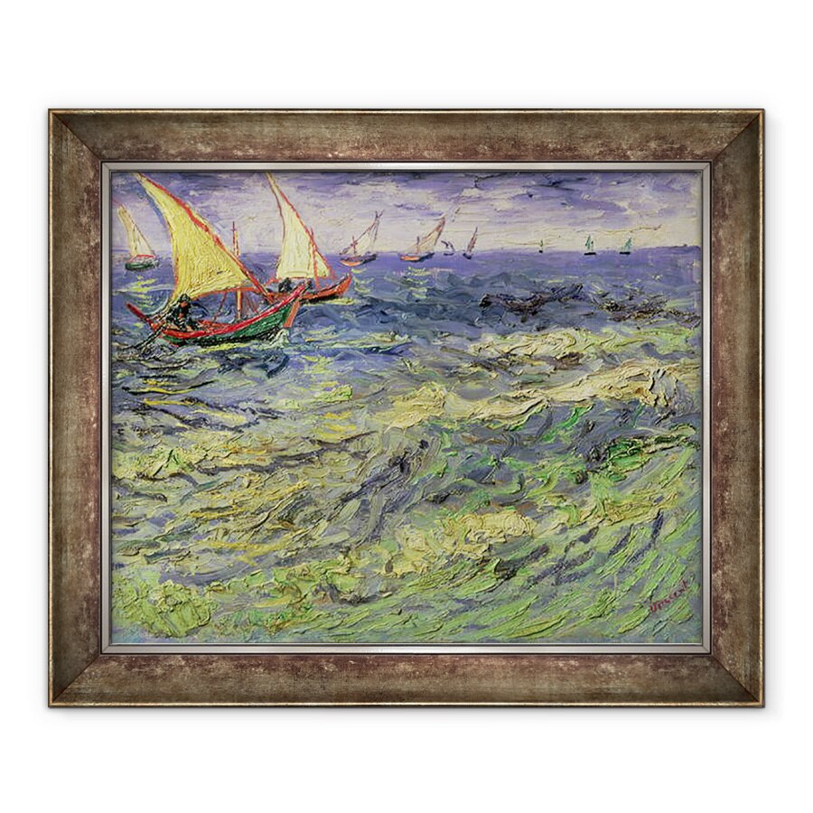 Tablou inramat - Vincent van Gogh - Peisaj marin la Saintes-Maries vedere spre Marea Mediterana 1888, 70 x 85 cm