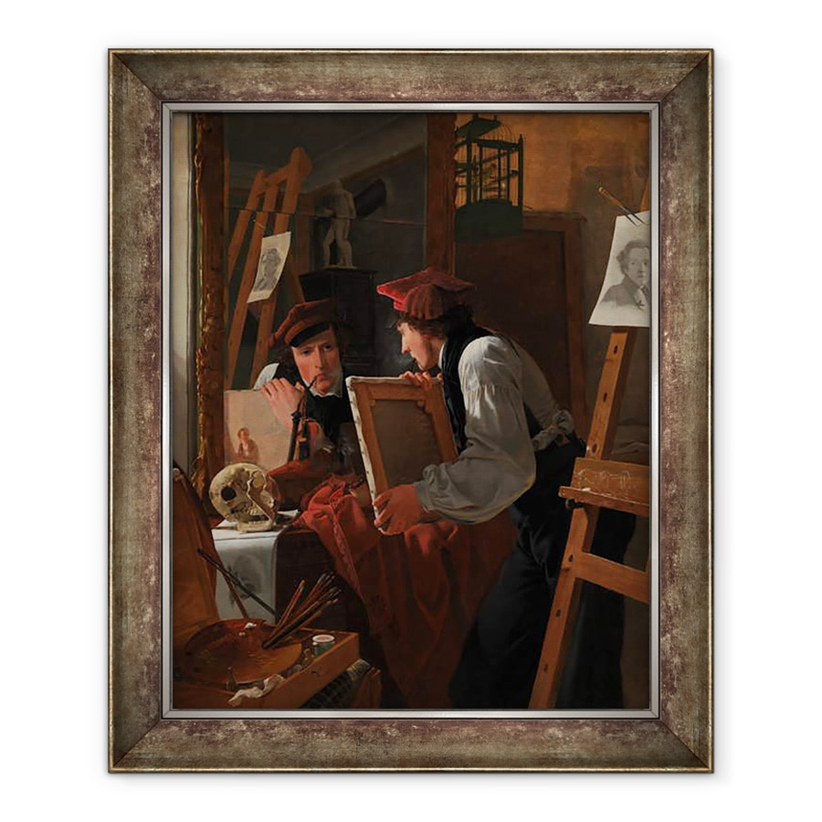Tablou inramat - Wilhelm Ferdinand Bendz - Un tanar artist Ditlev Blunck care examineaza o schita intr-o oglinda, 70 x 85 cm