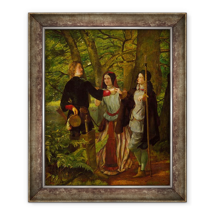 Tablou inramat - Walter Howell Deverell - Rosalind indrumand Orlando in Ceremonia de casatorie sau Casatoria Mock de Orlando si Rosalind I, 70 x 85 cm