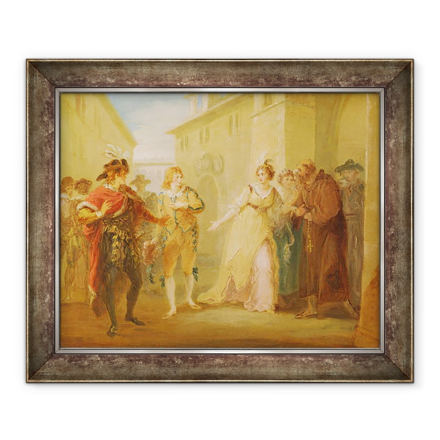 Tablou inramat - William Hamilton - Revelatia logodnei Oliviei, din Actul V, Scena I din A douasprezecea noapte, 70 x 85 cm