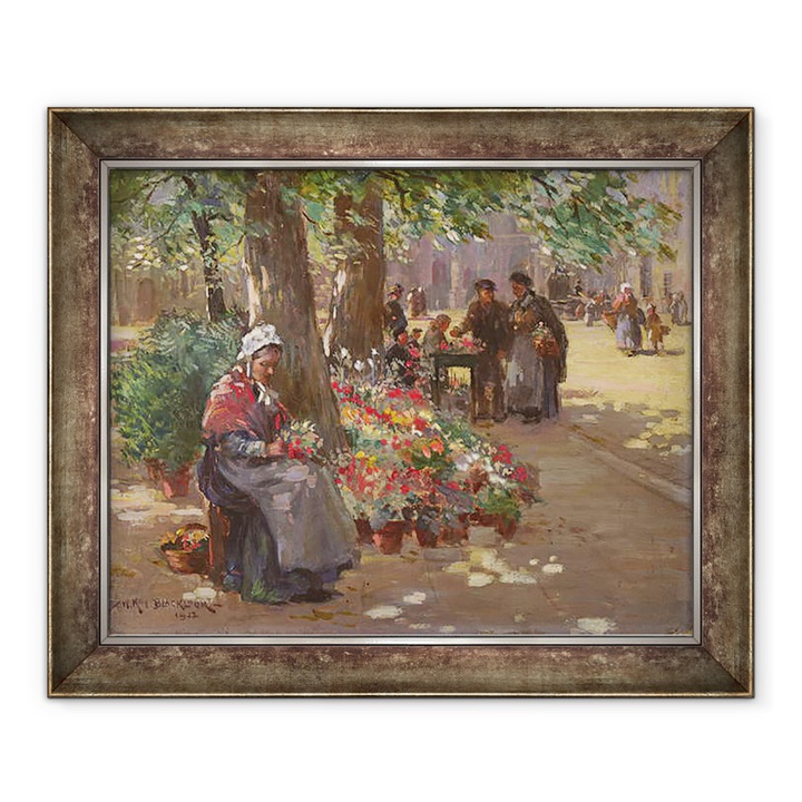 Tablou inramat - William Kay Blacklock - Vanzatorul de flori, 90 x 110 cm