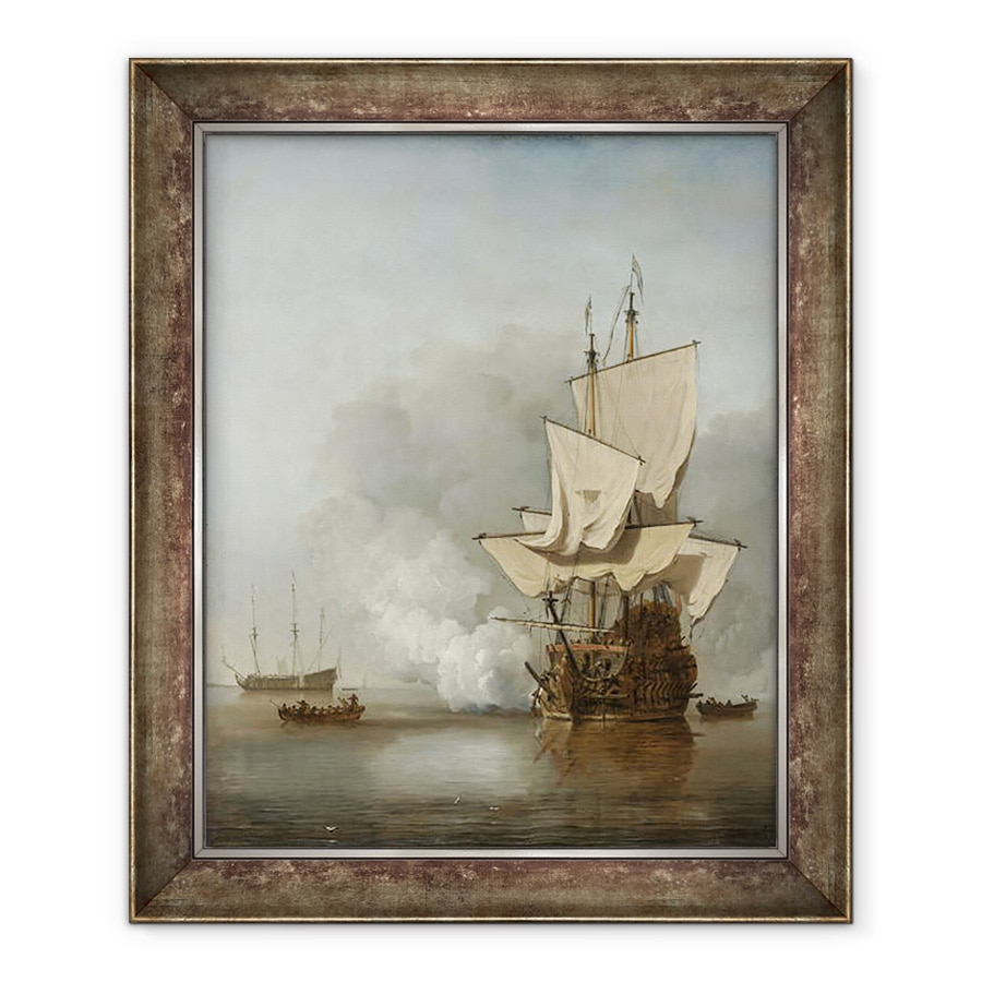 Tablou inramat - Willem van de Velde the Younger - Lovitura de tun, 70 x 85 cm