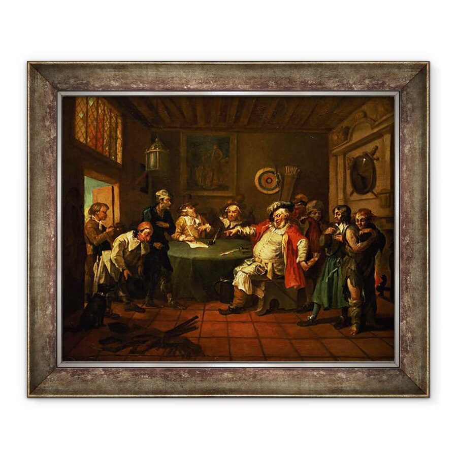 Tablou inramat - William Hogarth - Falstaff isi examineaza recrutii din Henric al IV-lea de Shakespeare, 70 x 85 cm