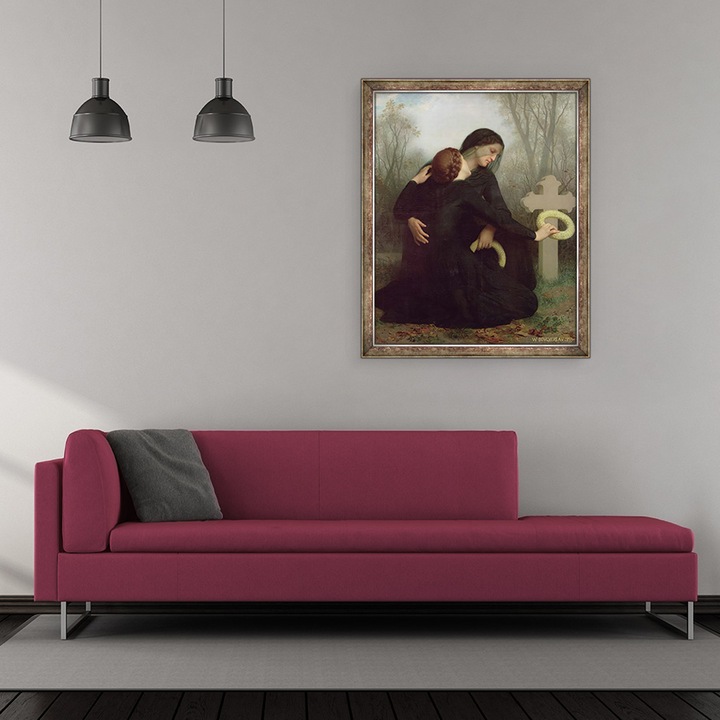 William-Adolphe Bouguereau - Le Jour des Morts Mindenszentek napja 1859, keretezett kép, 50 x 60 cm