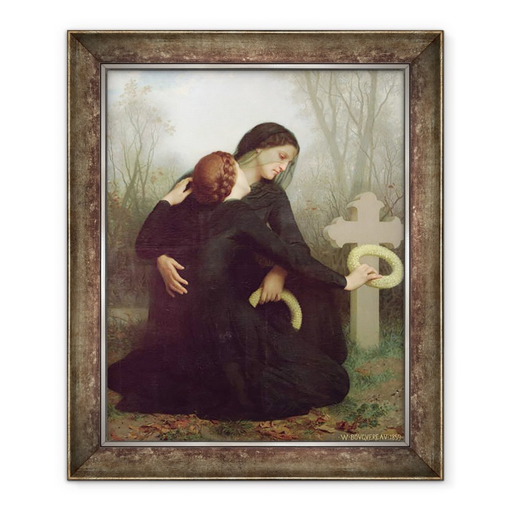 William-Adolphe Bouguereau - Le Jour des Morts Mindenszentek napja 1859, keretezett kép, 50 x 60 cm