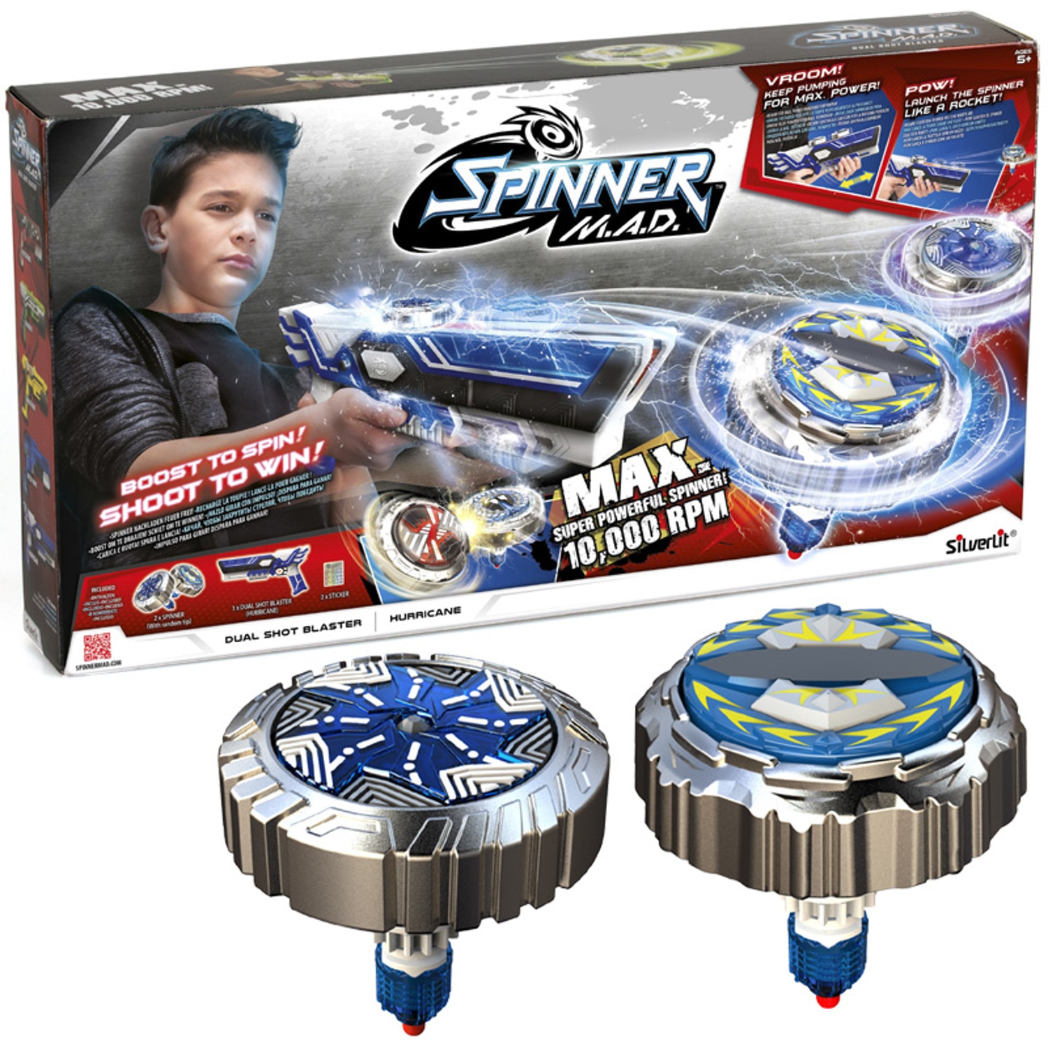 Bizak Spinner MAD Single Shot Blaster – Lanzador De Peonzas Con Cuerpo Metálico, 4 Modelos Aleatorios