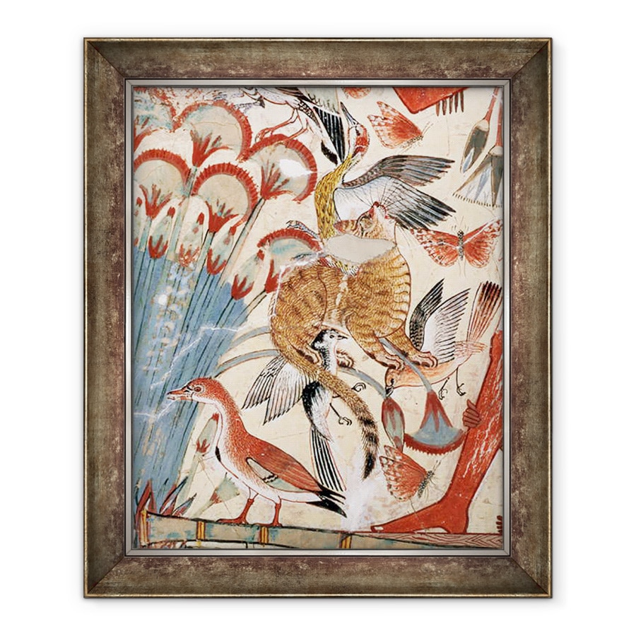 Tablou inramat - Egyptian 18th Dynasty - Nebamun vanand in mlastini cu sotia sa o fiica, parte a unei picturi murale din capela mormintelor din Nebamun, Teba, Noul Regat, 50 x 60 cm