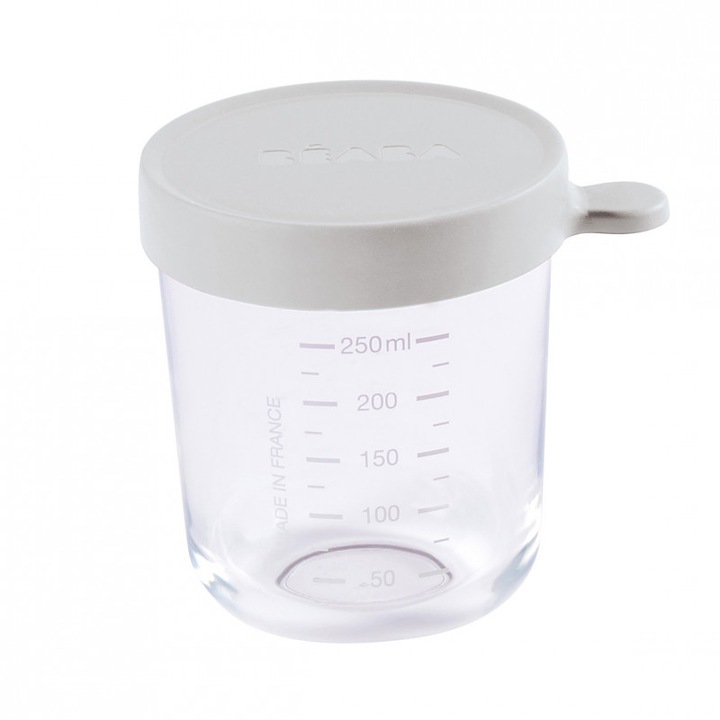 Beaba Hermetikus üvegtartály, 250ml - szürke