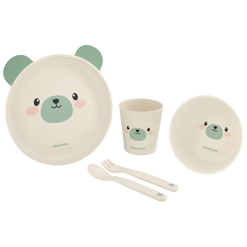 Set de masa cu 5 piese KikkaBoo Bamboo Bear Mint