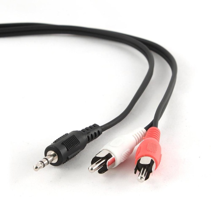 Cablu Jack 3.5 mm Stereo tata - 2x RCA tata 0.2m negru PVC GEMBIRD CCA-458/0.2