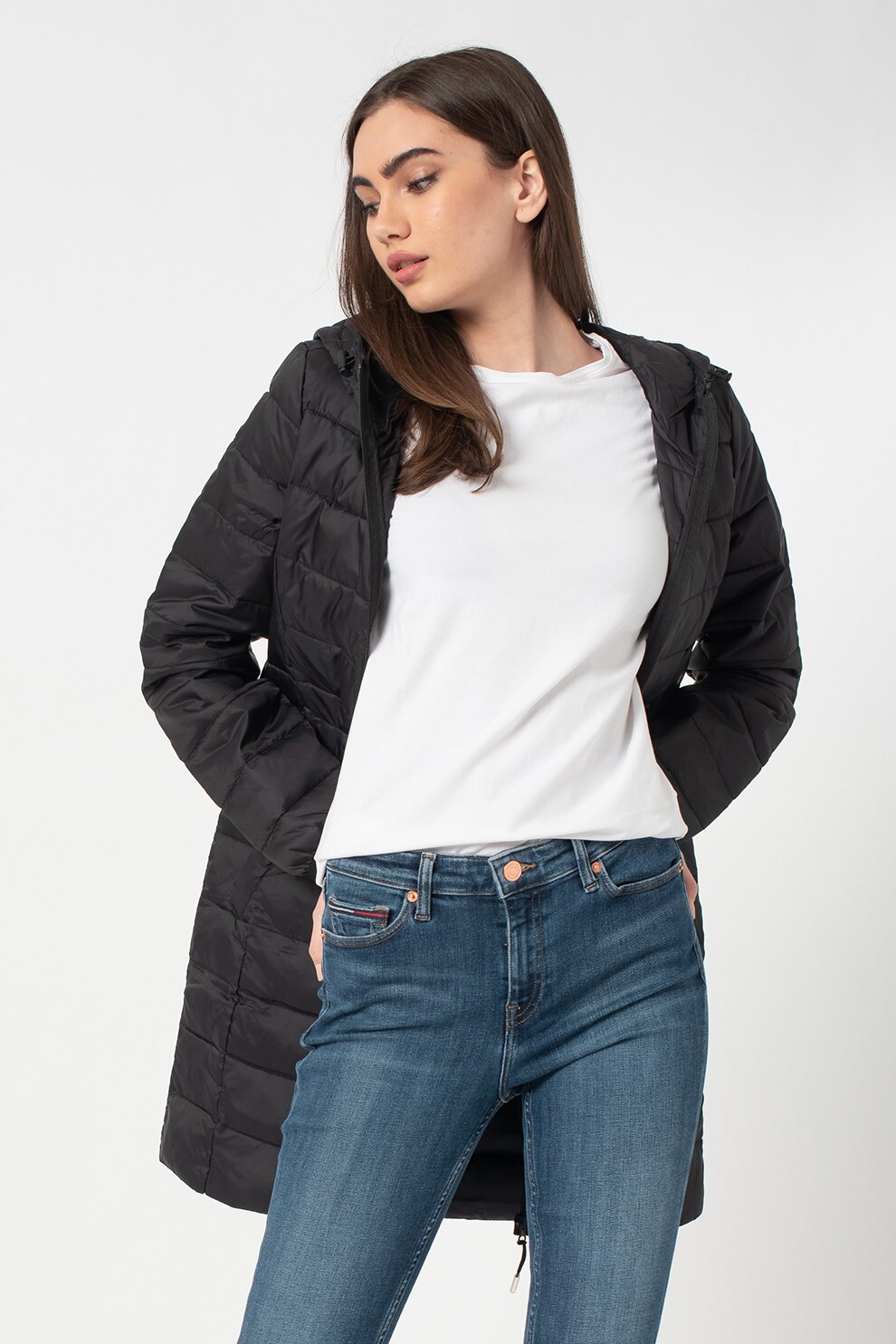 Vero Moda, Mikkola kapucnis télikabát, Fekete, XS