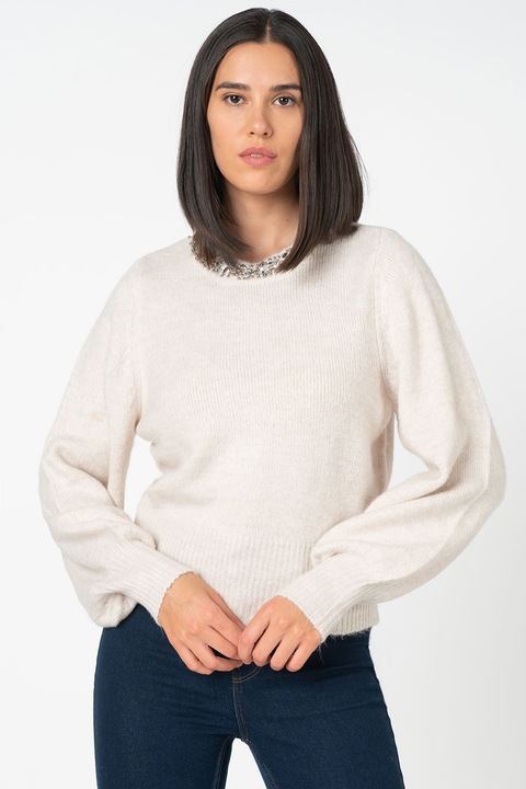 Only, Pulover cu maneci bishop Elsa, Alb murdar